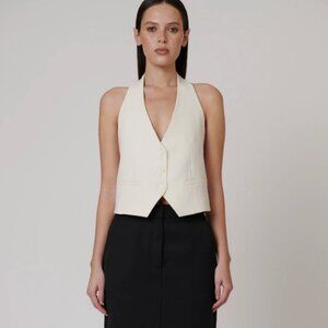 Bayse Womens Cori Vest Halter Button Front Open Back Ivory Size US4 / AUS8